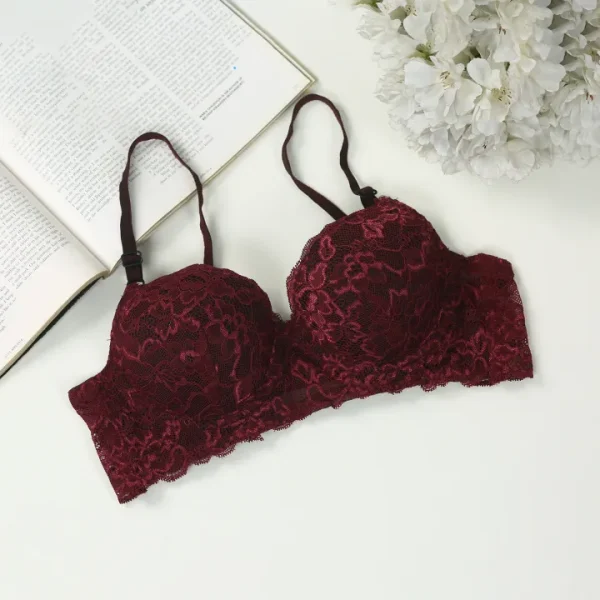 Coffee Cotton Lace Foam Wire Bra