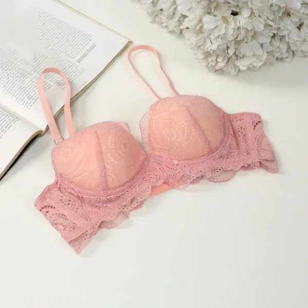 Baby Pink Cotton Lace Foam Wire Bra