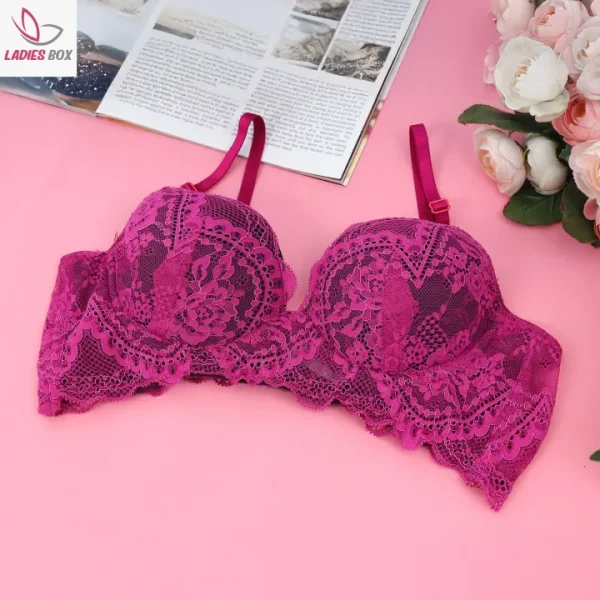 Magenta Cotton Lace Foam Wireless Bra