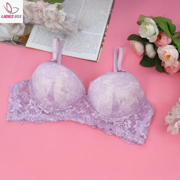 Lavender Cotton Lace Foam Wire Bra