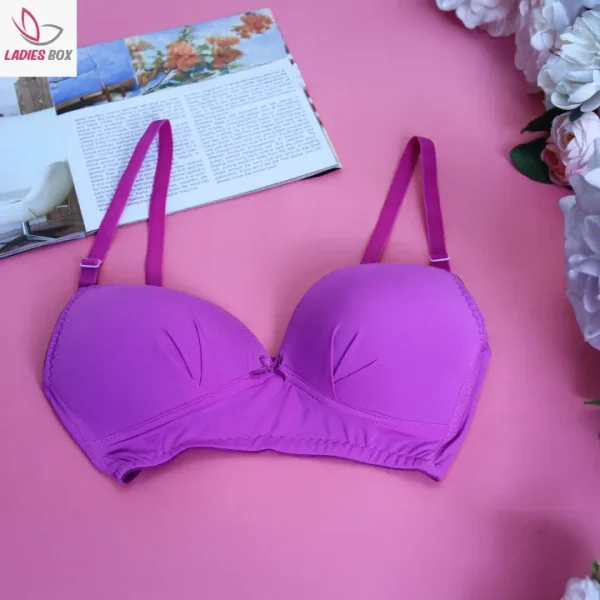 Purple Cotton Foam Wireless Bra