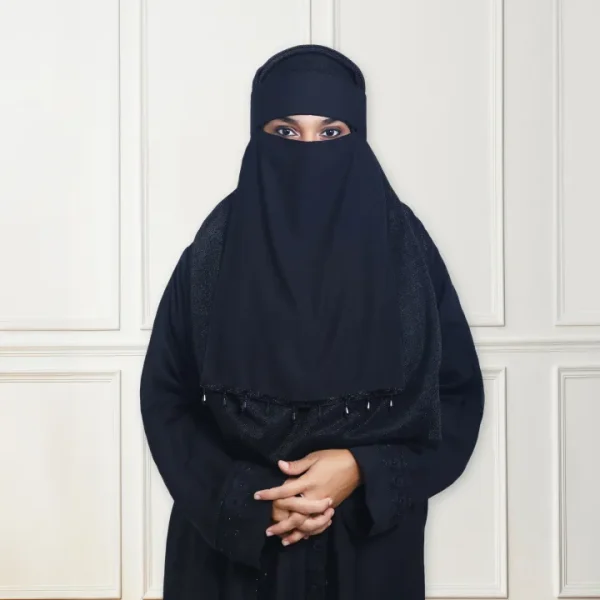 Stylish Single Layer Niqab with Sequins & Beads
