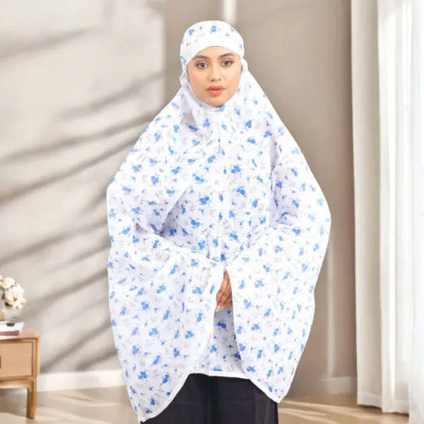 White Print Cotton Namaj Hijab
