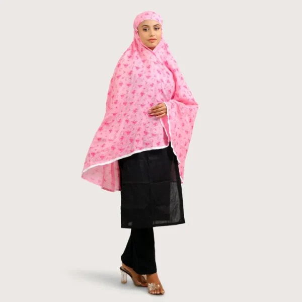 Pink Print Cotton Namaj Hijab