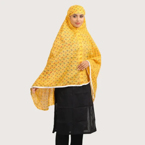 Yellow Print Cotton Namaj Hijab