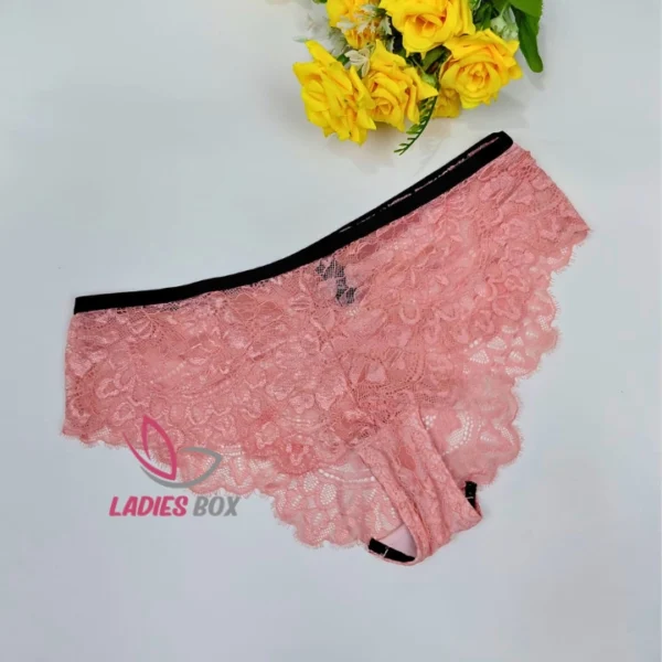 Stylish Light Pink Color Net Panty