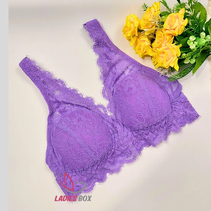 Violet Linaria Color Lace Wireless Bra