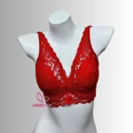 Violet Red Color Lace Wireless Bra