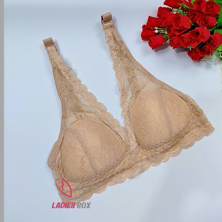Violet Skin Color Lace Wireless Bra
