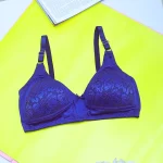 Premium Quality Blu Lace Cotton Foam Wireless Bra