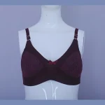 Premium Quality Dark Maroon Color Lace Cotton Foam Wireless Bra
