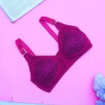 Premium Quality Maroon Color Lace Cotton Foam Wireless Bra
