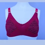 Premium Quality Maroon Color Lace Cotton Foam Wireless Bra