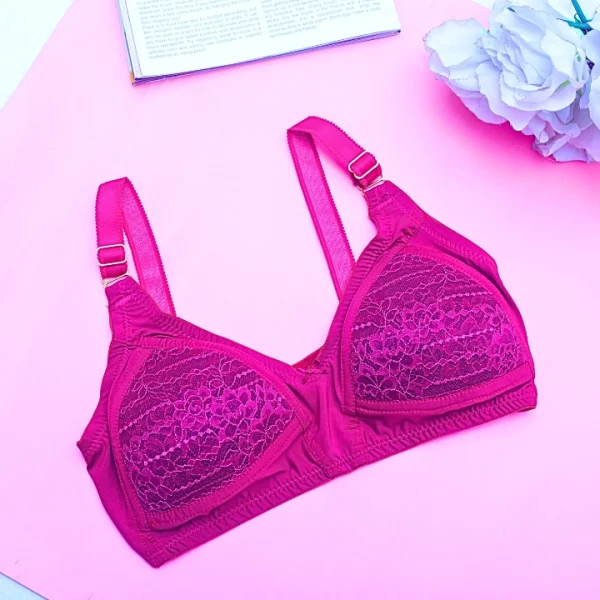 Premium Quality Maroon Color Lace Cotton Foam Wireless Bra