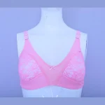 Premium Quality Pink Color Lace Cotton Foam Wireless Bra
