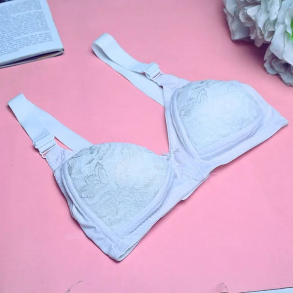 Premium Quality White Color Lace Cotton Foam Wireless Bra