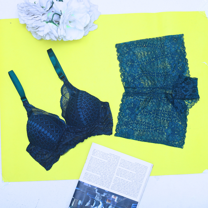 Green Color Bra Panty Set