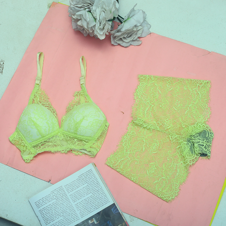Lime Green Color Bra Panty Set