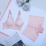 Peach Pink Color Bra Panty Set