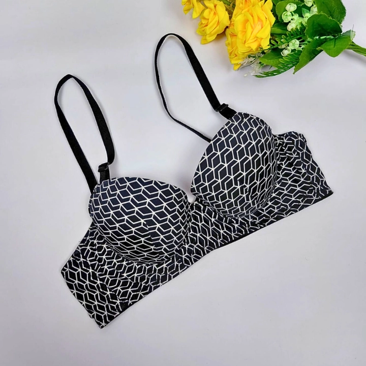 Black Multi Print Wire Bra