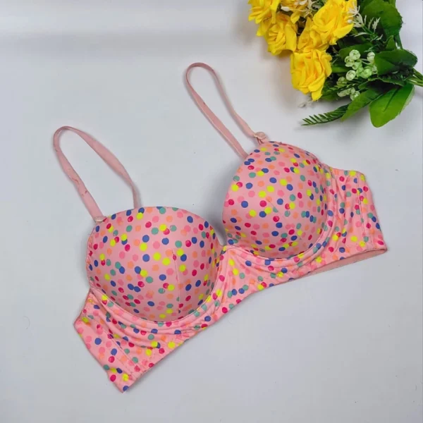 Print Multi Color Pink Boll Wire Bra