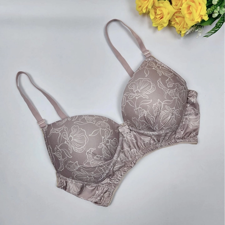 Print Multi Color Skin Flower Wireless Bra