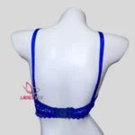 Blue Cotton Lace Foam Wireless Bra