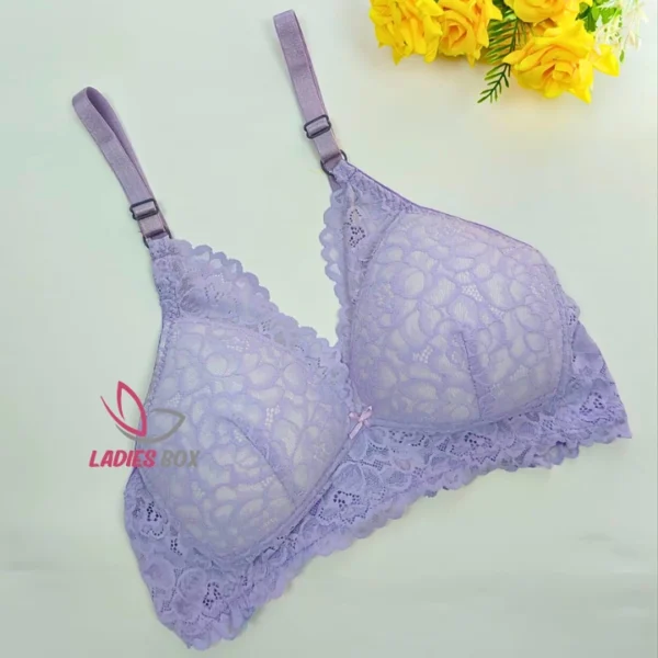 Lavender Cotton Lace Foam Wireless Bra