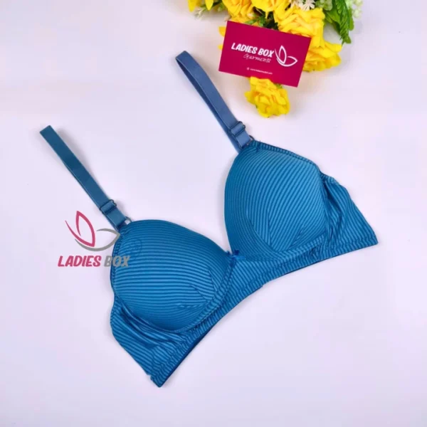 Elegant Blue Color Step Cotton Foam Wireless Bra