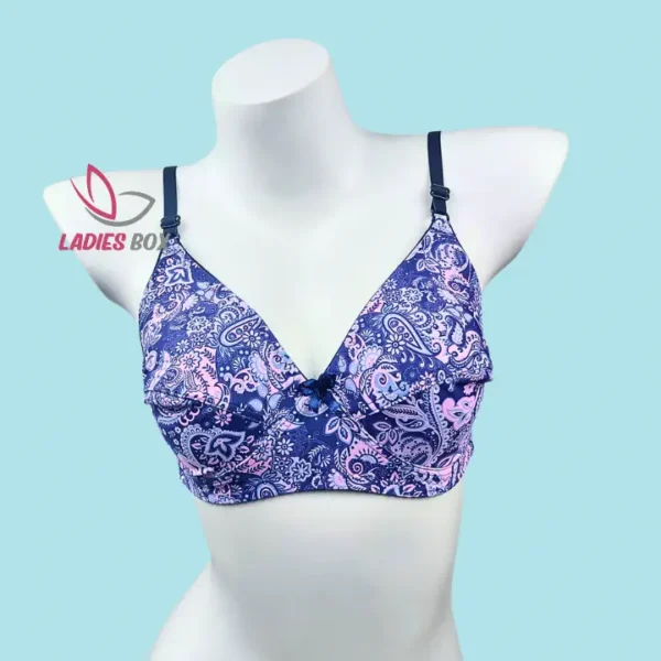 Multi Print Blue & Pink Color Cotton Bra