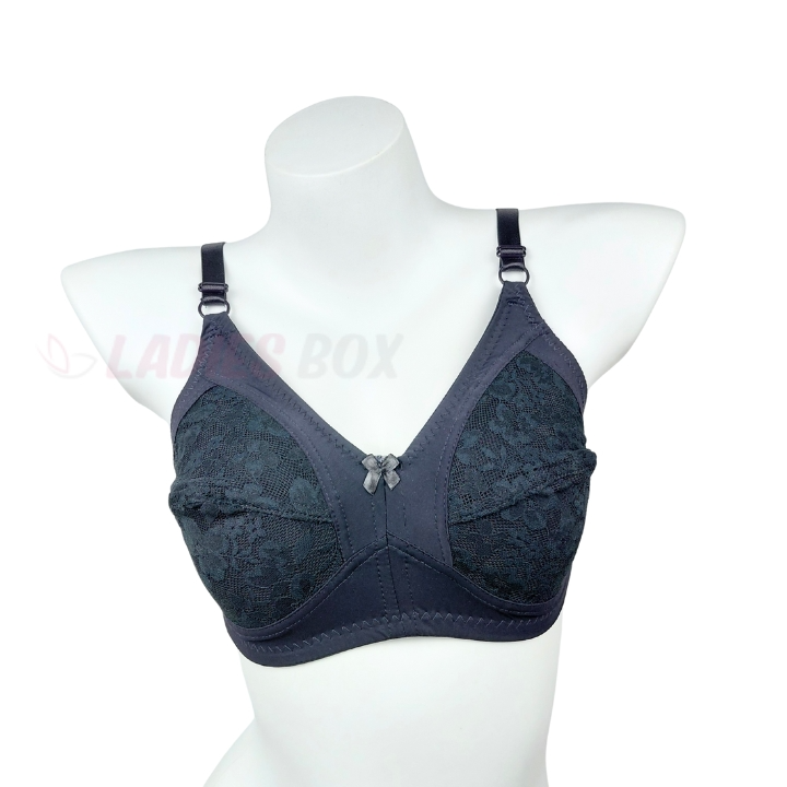 Everyday Soft Cloth Net Bra Black