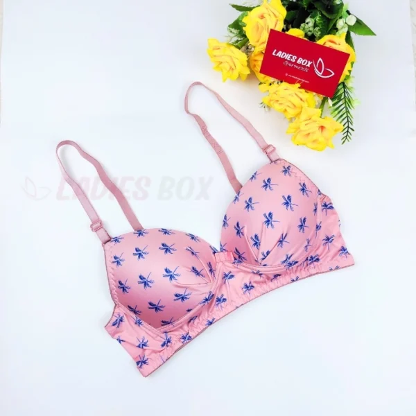Multi Print Pink Colour Wireless Bra