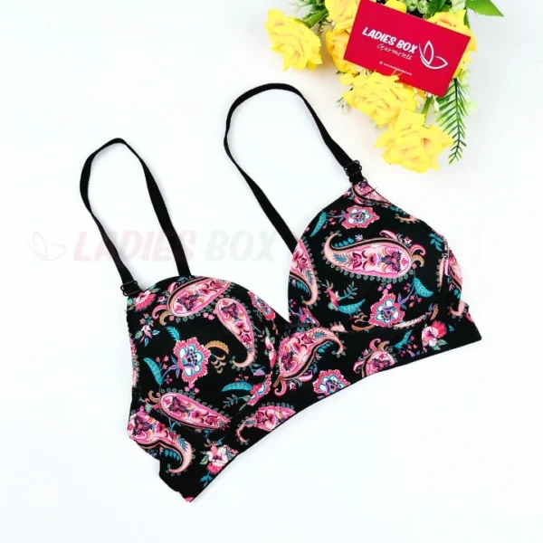 Multi Print Black Pink Color Wireless Bra