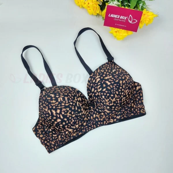 Multi Tiger Print Black Color Wireless Bra