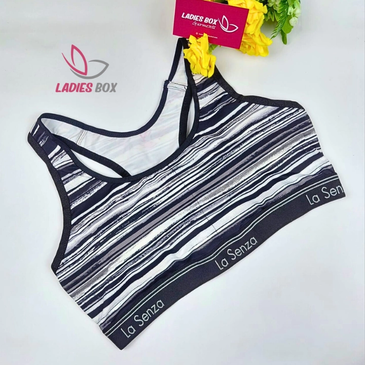 Sports Print Multi White&Black Color Step Bra