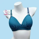 Elegant Blue Color Step Cotton Foam Wireless Bra