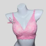 Pink Color Cotton Lace Foam Wireless Bra