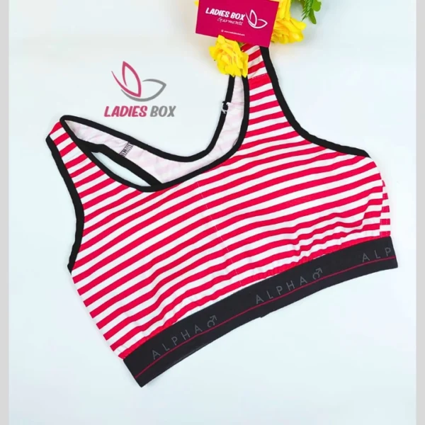 Sports Print Multi Red&White Color Step Bra