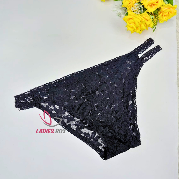 7 Lace Briefs Black Color Net panty