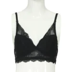 Cotton Lace Foam Wireless Bra Black