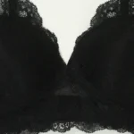 Cotton Lace Foam Wireless Bra Black