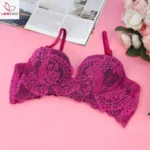 Cotton Lace Foam Wireless Bra Magenta