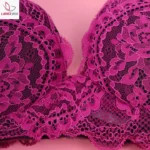 Cotton Lace Foam Wireless Bra Magenta