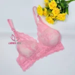 Cotton Lace Foam Wireless Bra Pink