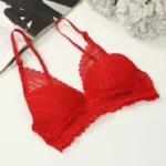 Cotton Lace Foam Wireless Bra Red