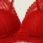 Cotton Lace Foam Wireless Bra Red