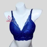 Cotton Lace Foam Wireless Bra Royal Blue