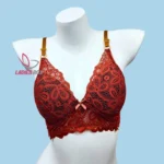 Cotton Lace Foam Wireless Bra Brick Red