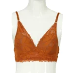 Cotton Lace Foam Wireless Bra Brown