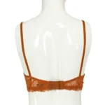 Cotton Lace Foam Wireless Bra Brown